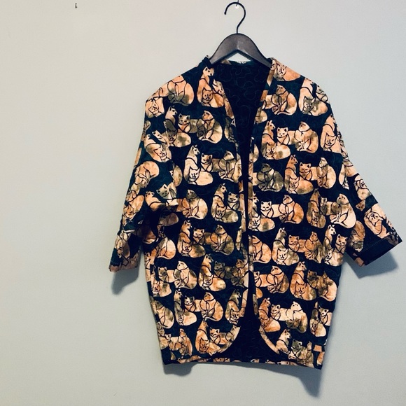 Handmade Novelty Cat Batik Print Jacket - Picture 2 of 6